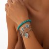 Ethnic Vintage Turquoise Snake Bone Bracelet Set